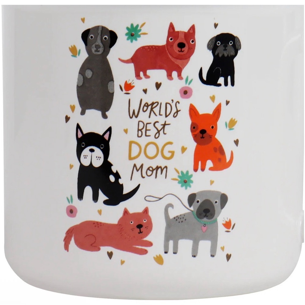 World's Best Dog Mom White Ceramic Mug with Colorful Dog Design